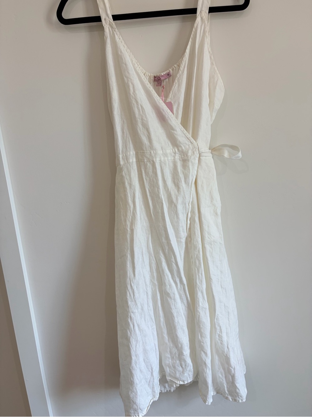 Calypso St. Barth Ivara Solid Cream Wrap Midi Dress Size M NWT